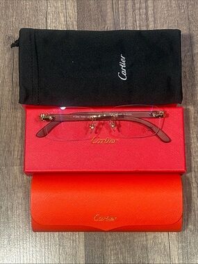 Cartier glasses wooden tecs with clear frames